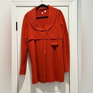 Anthropologie 'Moth' Red Orange Sweater with Snap Buttons - Large - NWOT
